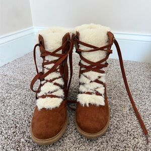 Target Women's Tan and Cream Fur-Lined Boots